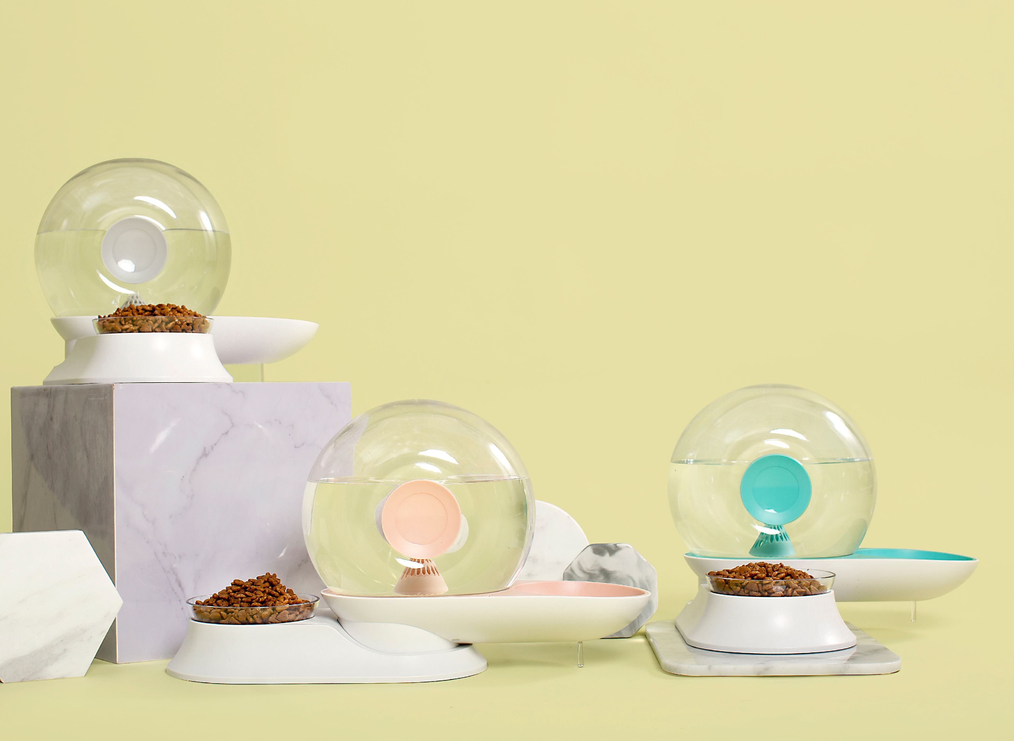 Auto-Myst Snail Shaped 2-in-1 Gravity Filtered Water Dispenser and Food Bowl