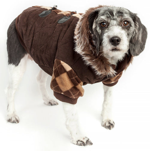 Aygyle Style 3M Insulated Patterned Suede Dog Coat with Removable Hood