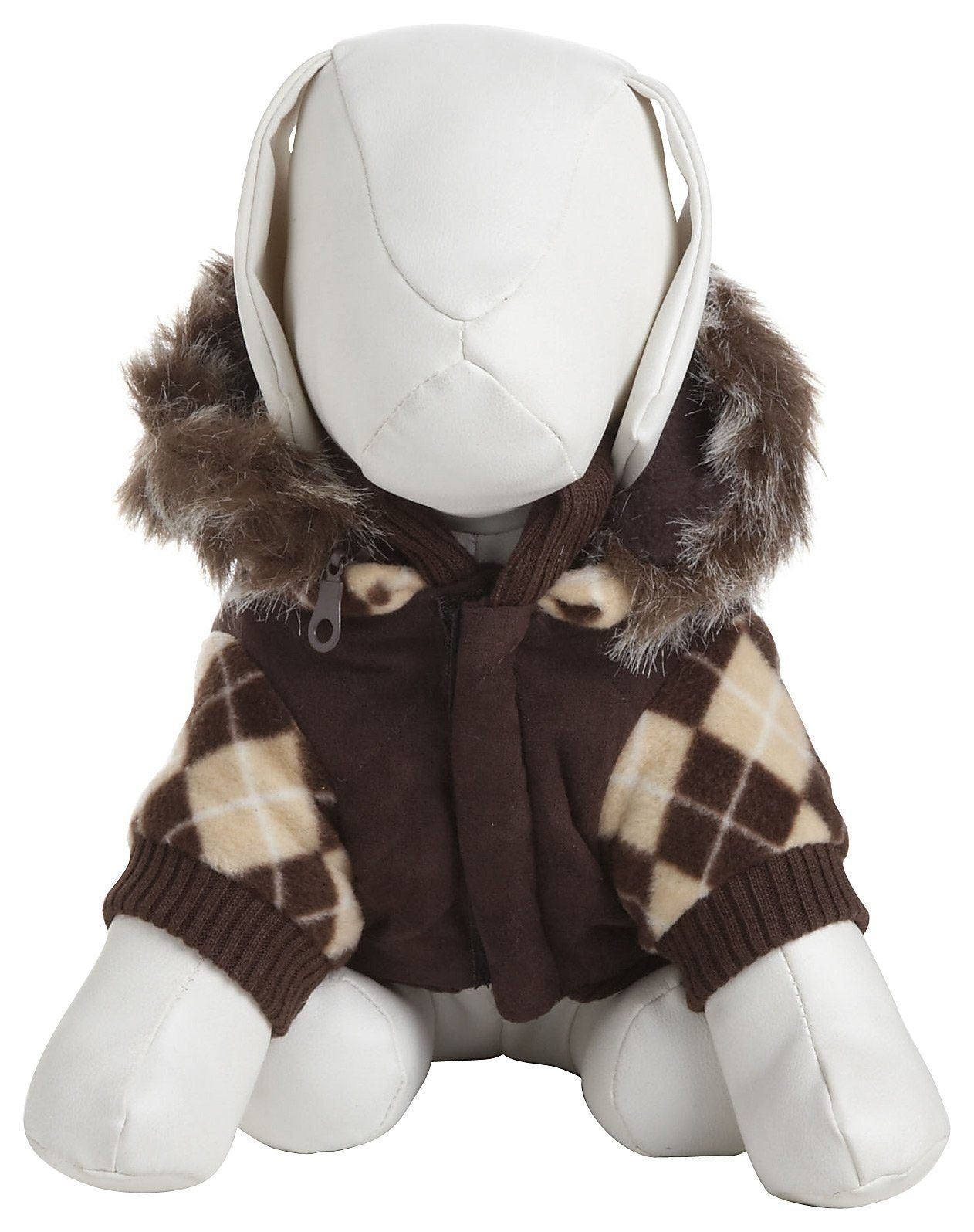 Aygyle Style 3M Insulated Patterned Suede Dog Coat with Removable Hood