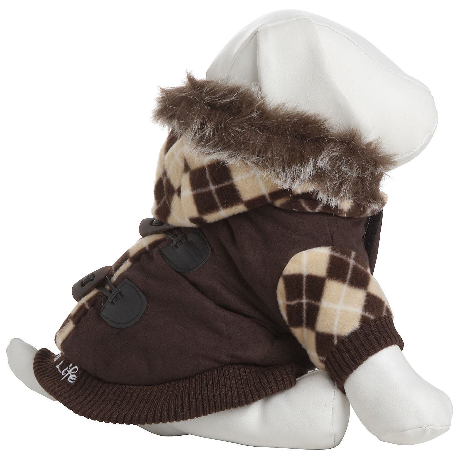 Aygyle Style 3M Insulated Patterned Suede Dog Coat with Removable Hood