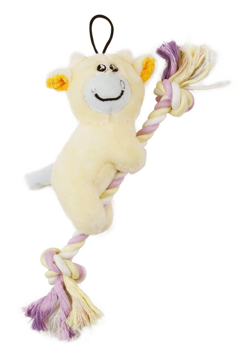 Broom-Lick Plush and Jute Rope Squeaking Dog and Cat Toy – Multiple Colors