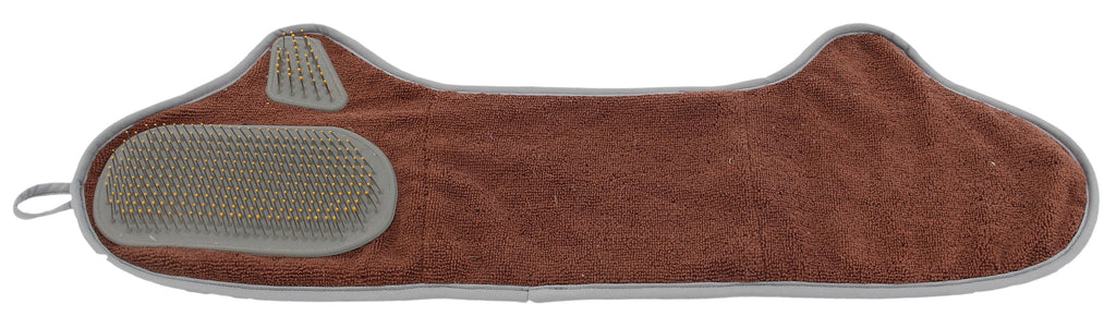 Bryer 2-in-1 Hand-Inserted Microfiber Pet Grooming Towel and Brush