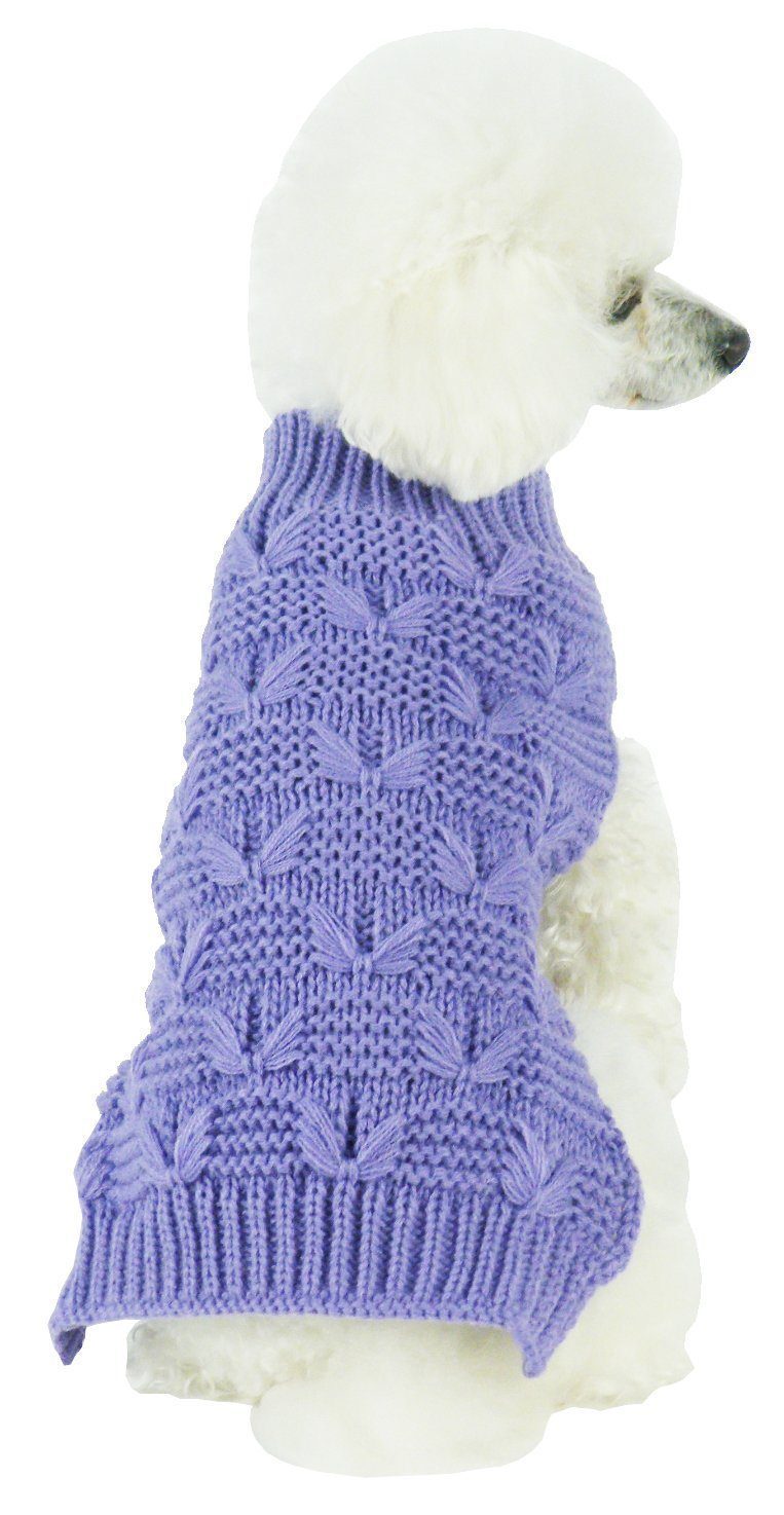 Butterfly Stitched Heavy Cable Knitted Fashion Turtle Neck Dog Sweater