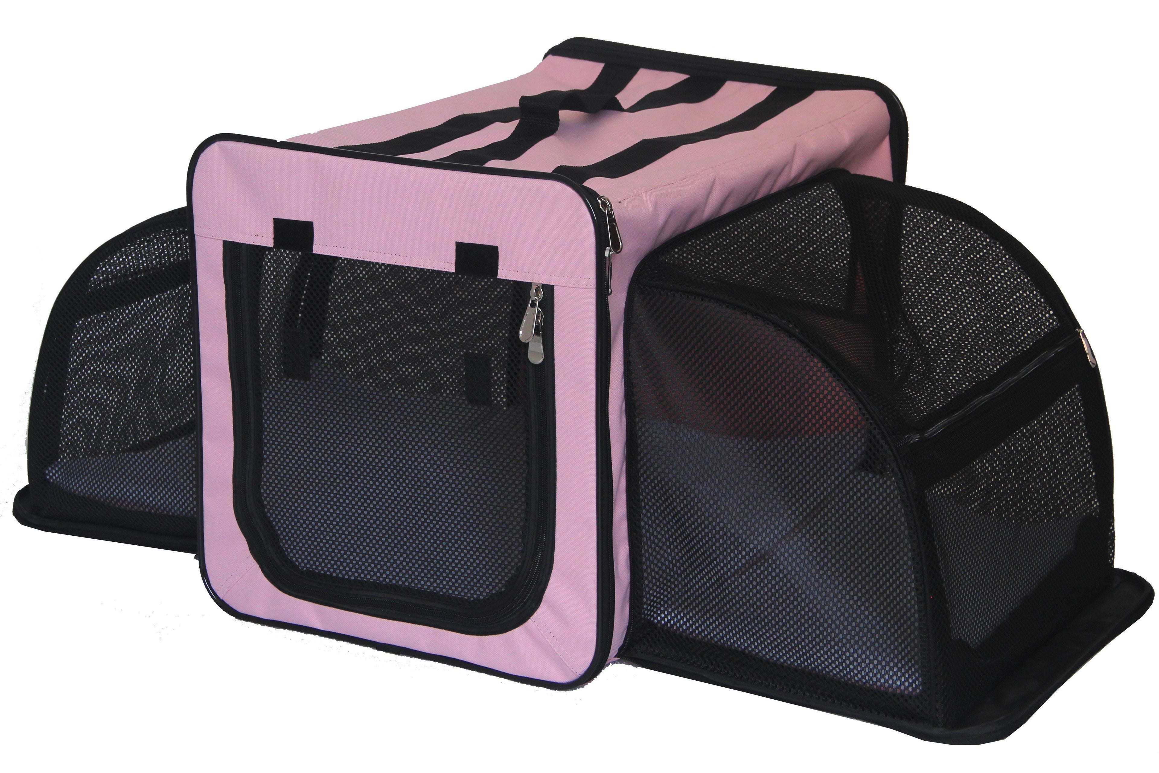 Capacious Dual-Sided Expandable Wire Folding Collapsible Dog Crate Carrier