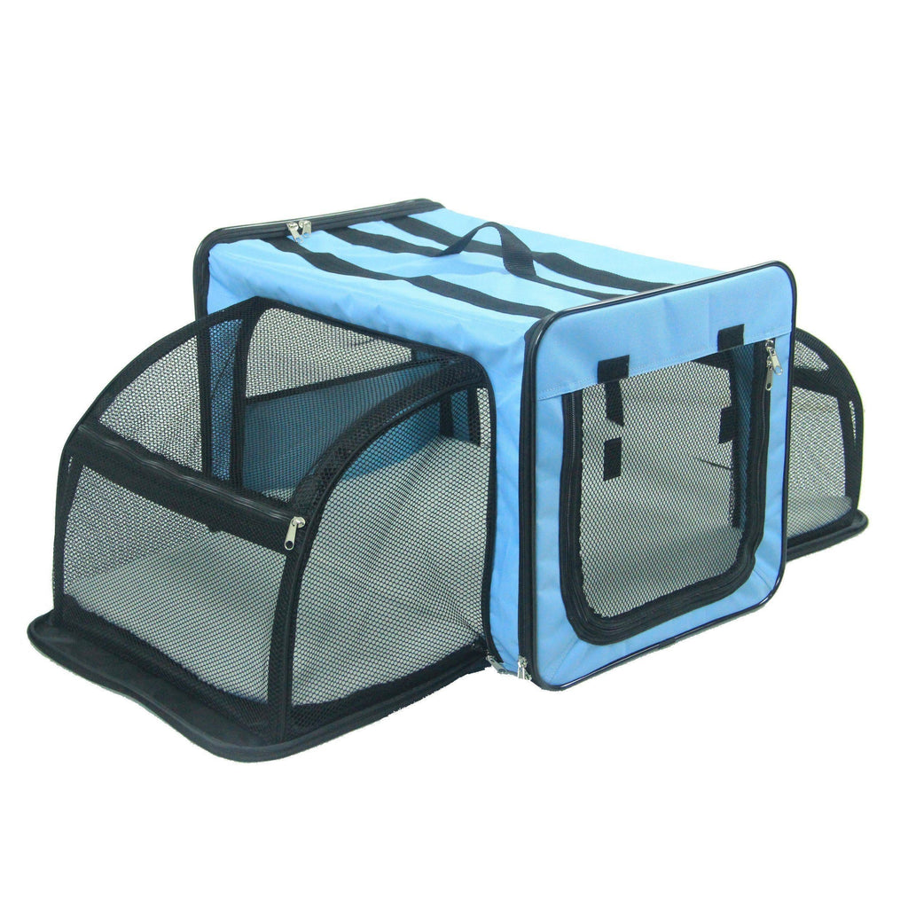 Capacious Dual-Sided Expandable Wire Folding Collapsible Dog Crate Carrier