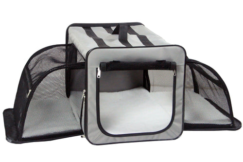 Capacious Dual-Sided Expandable Wire Folding Collapsible Dog Crate Carrier