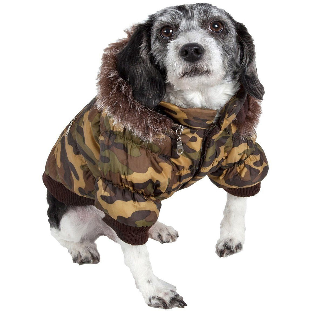 Classic Metallic Fashion 3M Insulated Dog Coat Parka with Removable Hood – Solid Colors