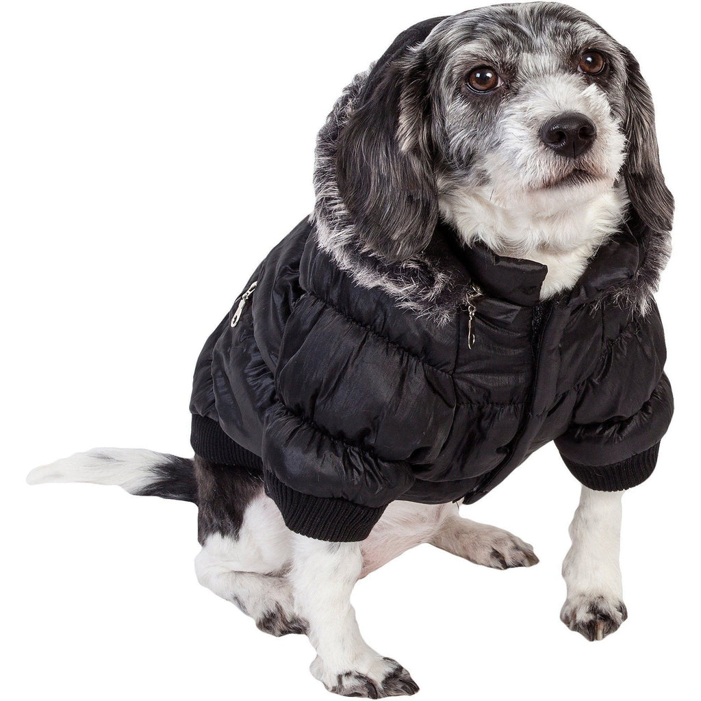 Classic Metallic Fashion 3M Insulated Dog Coat Parka with Removable Hood – Solid Colors