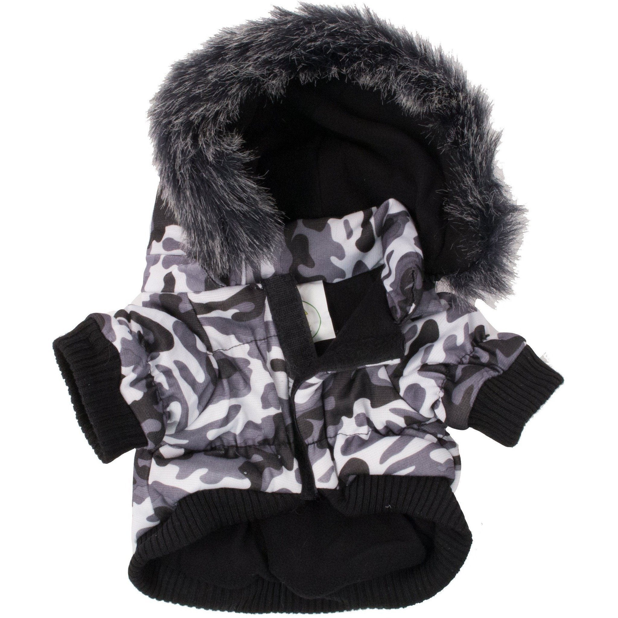 Classic Metallic Fashion 3M Insulated Dog Coat Parka with Removable Hood – Denim Style