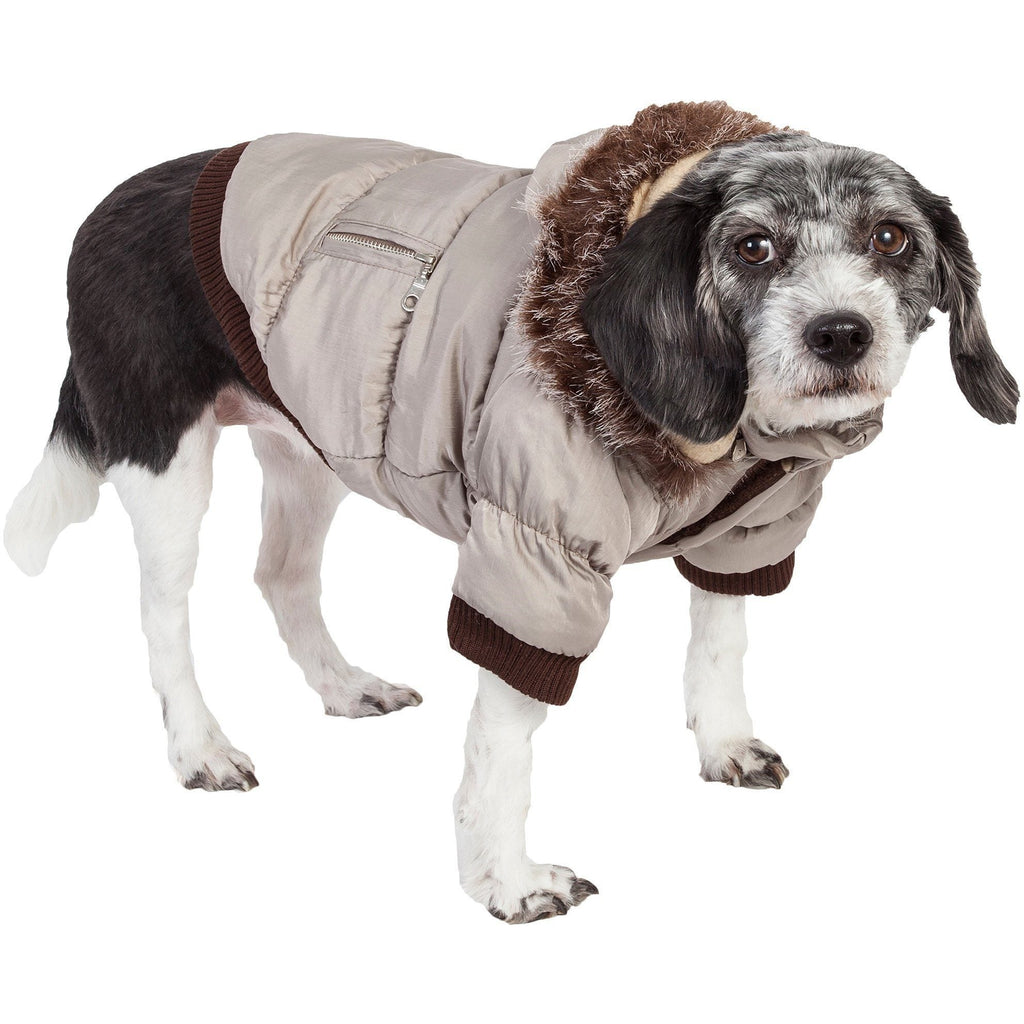 Classic Metallic Fashion 3M Insulated Dog Coat Parka with Removable Hood