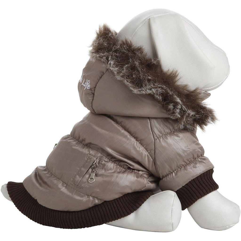 Classic Metallic Fashion 3M Insulated Dog Coat Parka with Removable Hood – Solid Colors
