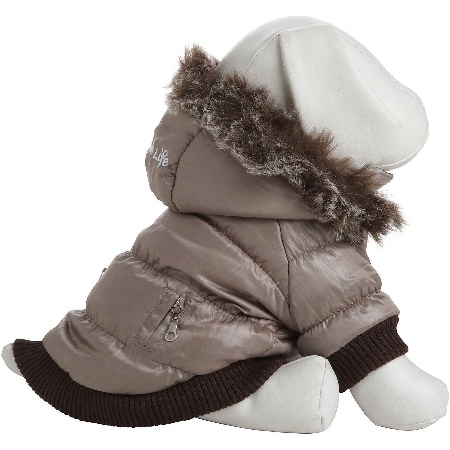 Classic Metallic Fashion 3M Insulated Dog Coat Parka with Removable Hood – Solid Colors