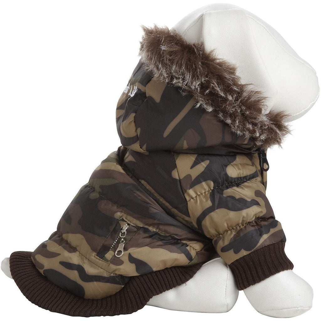 Classic Metallic Fashion 3M Insulated Dog Coat Parka with Removable Hood – Solid Colors
