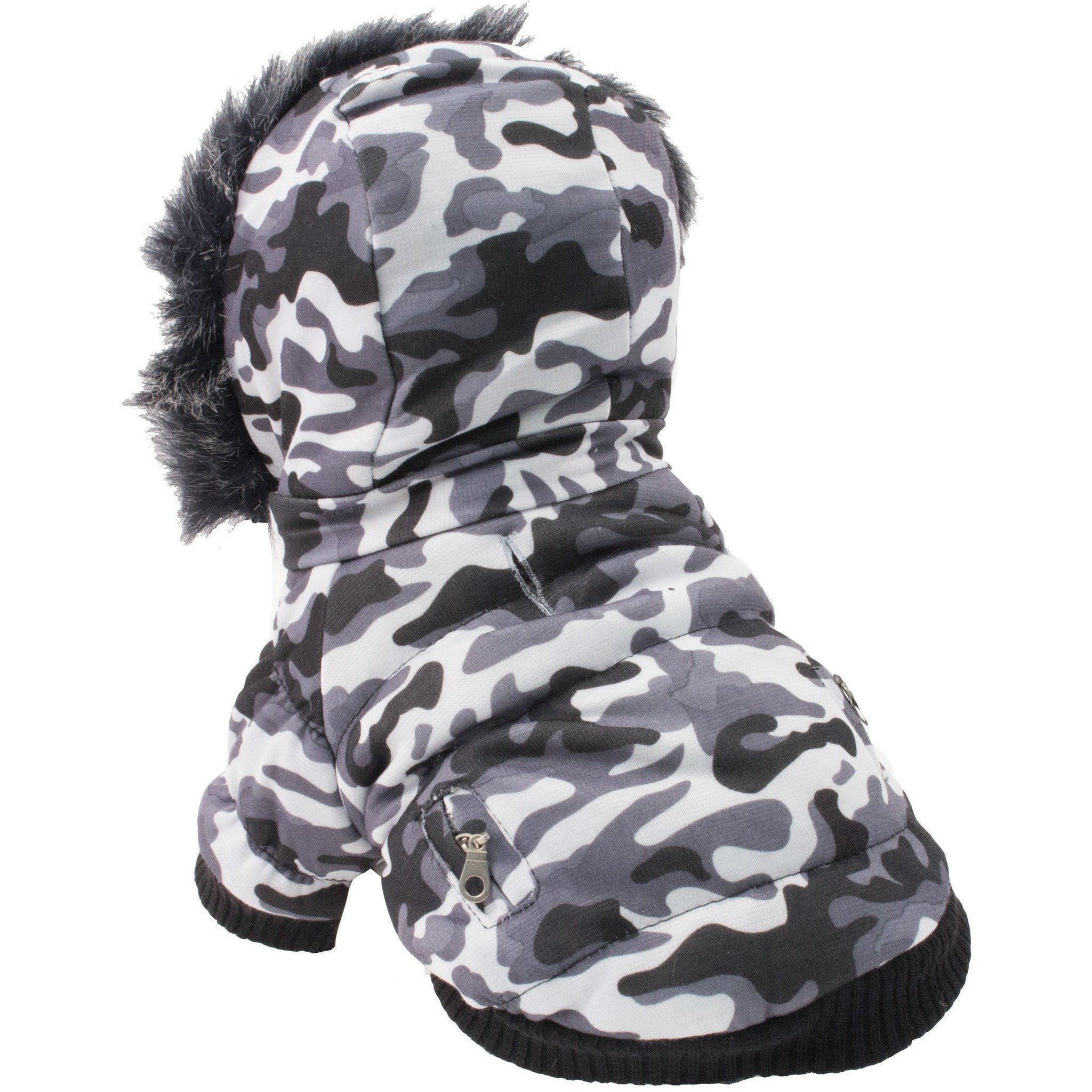 Classic Metallic Fashion 3M Insulated Dog Coat Parka with Removable Hood – Denim Style