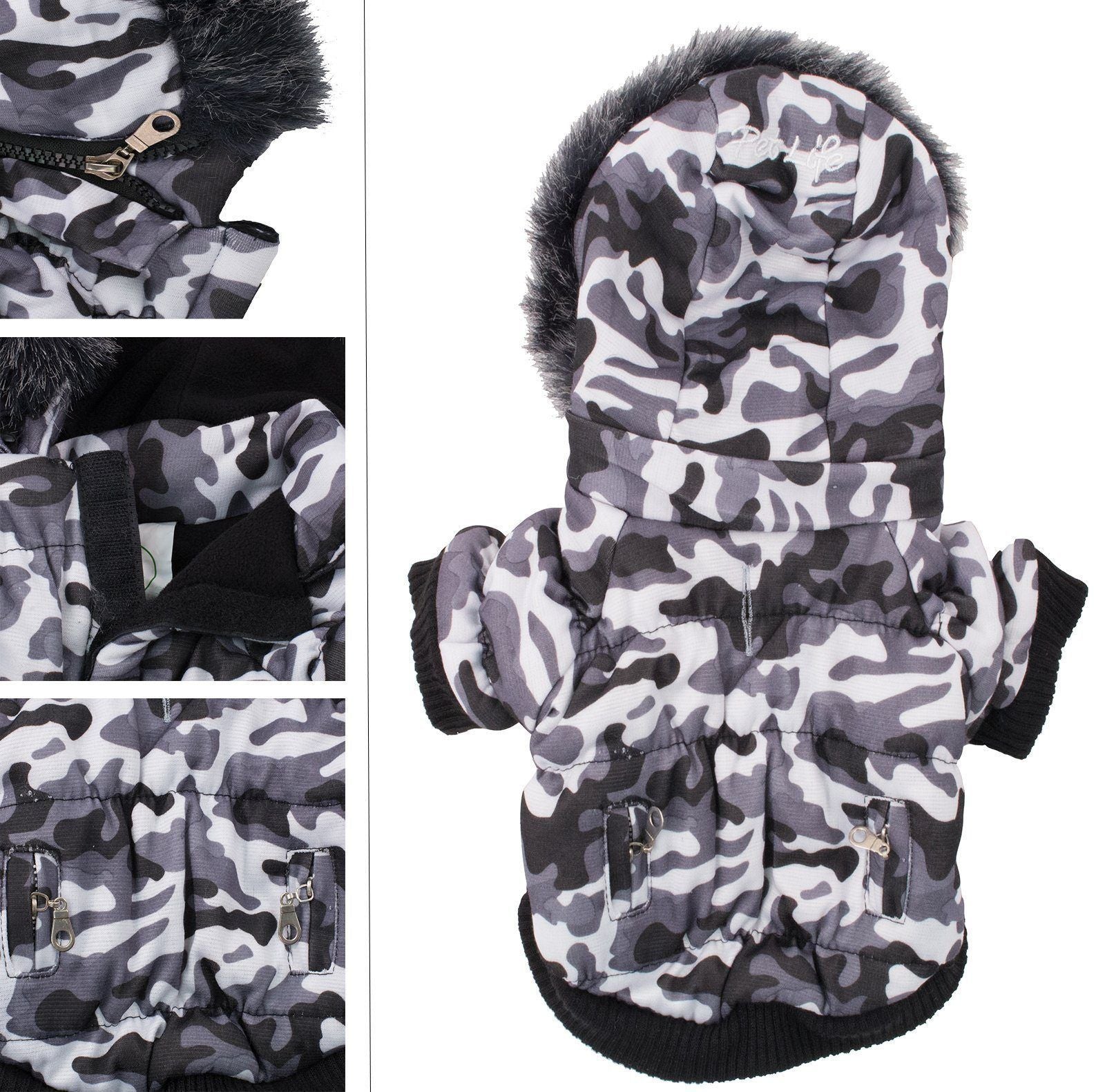 Classic Metallic Fashion 3M Insulated Dog Coat Parka with Removable Hood – Denim Style