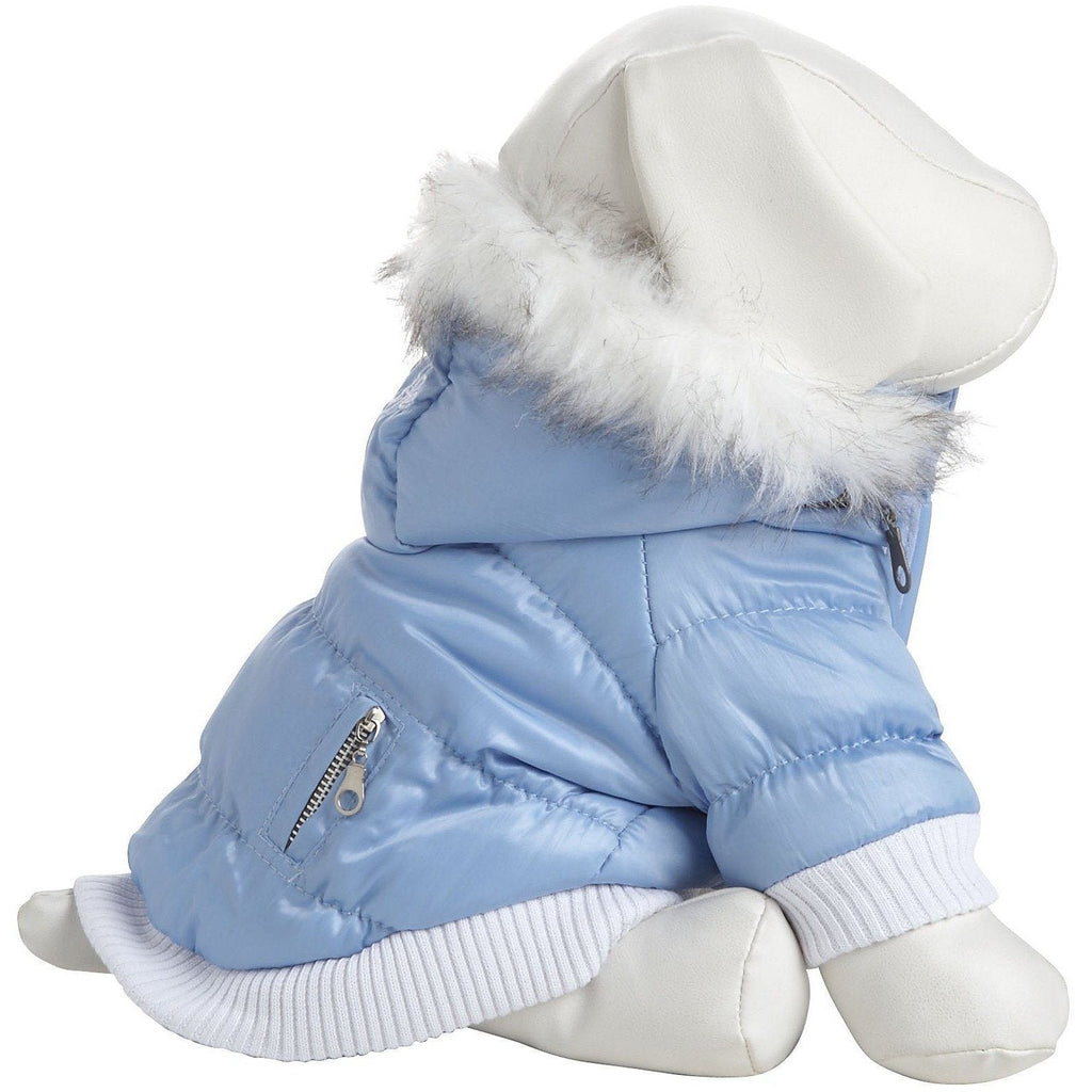 Classic Metallic Fashion 3M Insulated Dog Coat Parka with Removable Hood – Solid Colors