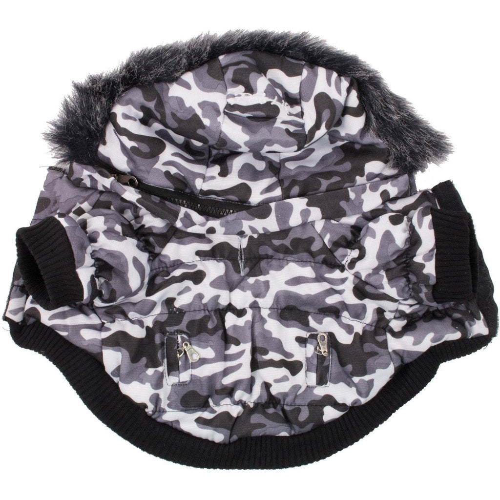 Classic Metallic Fashion 3M Insulated Dog Coat Parka with Removable Hood – Denim Style