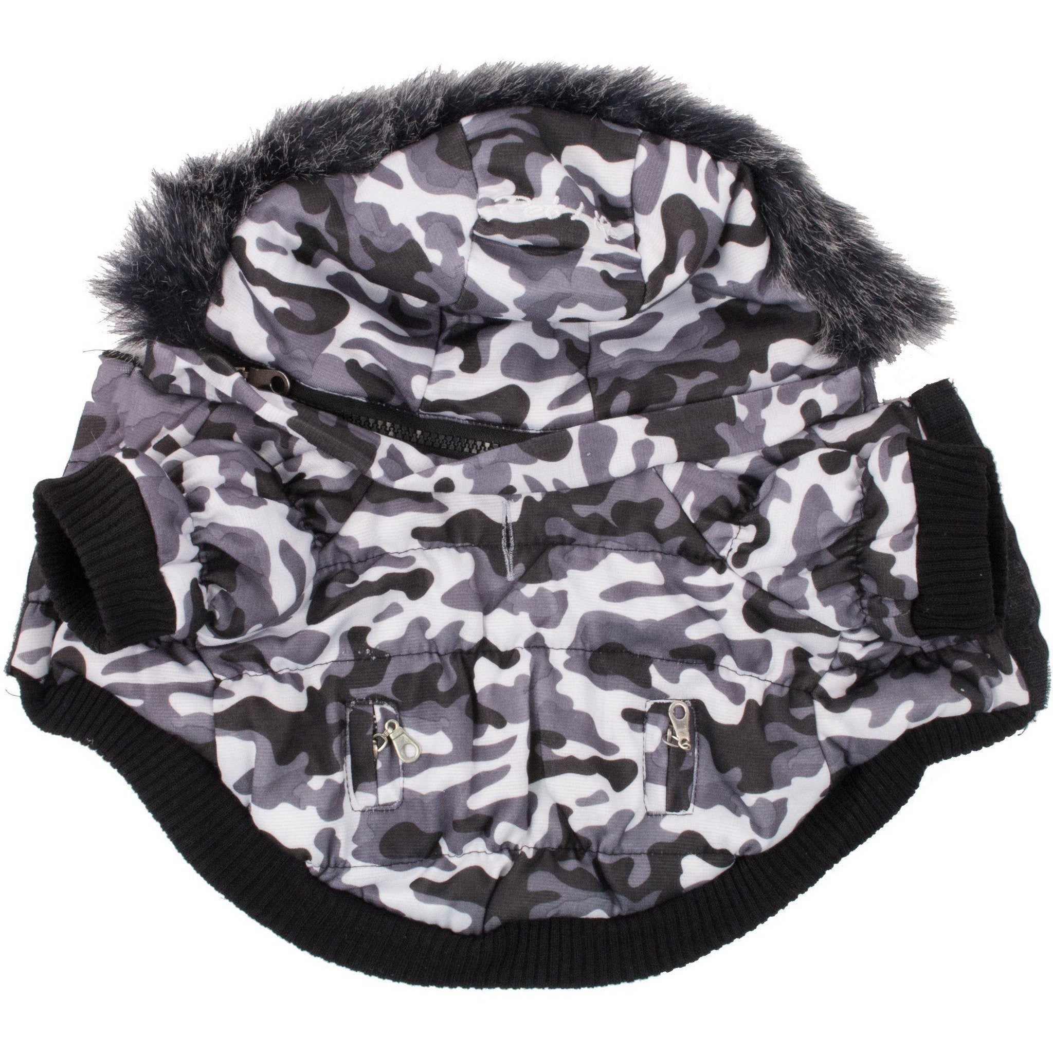 Classic Metallic Fashion 3M Insulated Dog Coat Parka with Removable Hood – Denim Style
