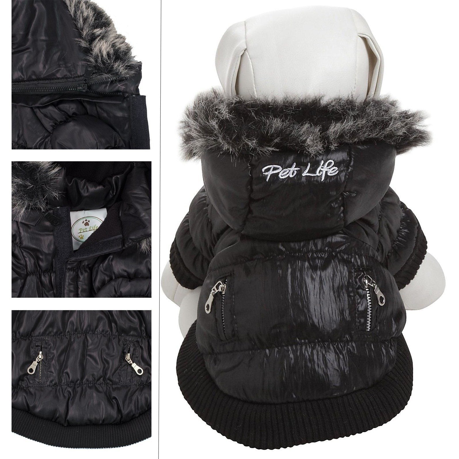 Classic Metallic Fashion 3M Insulated Dog Coat Parka with Removable Hood