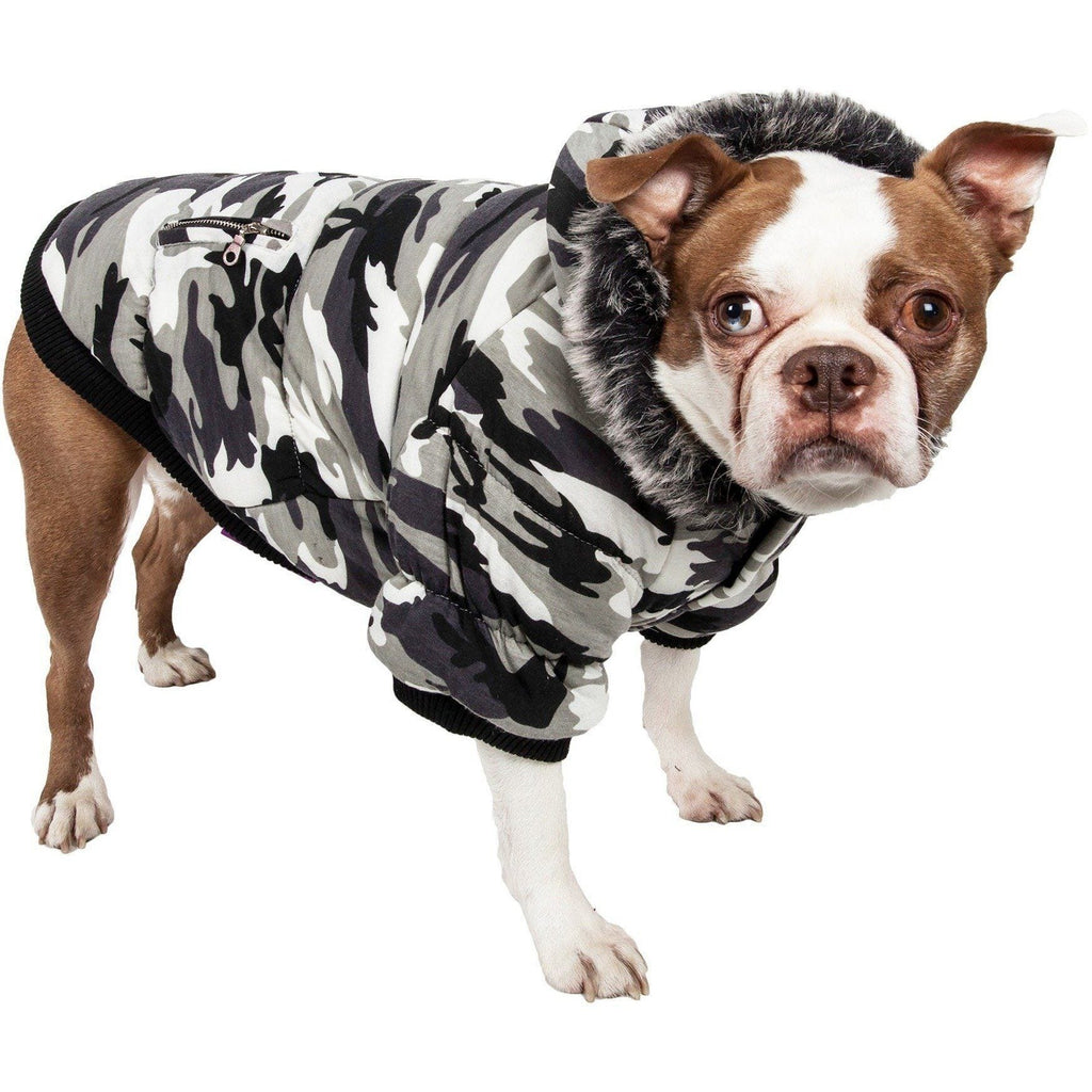 Classic Metallic Fashion 3M Insulated Dog Coat Parka with Removable Hood – Denim Style