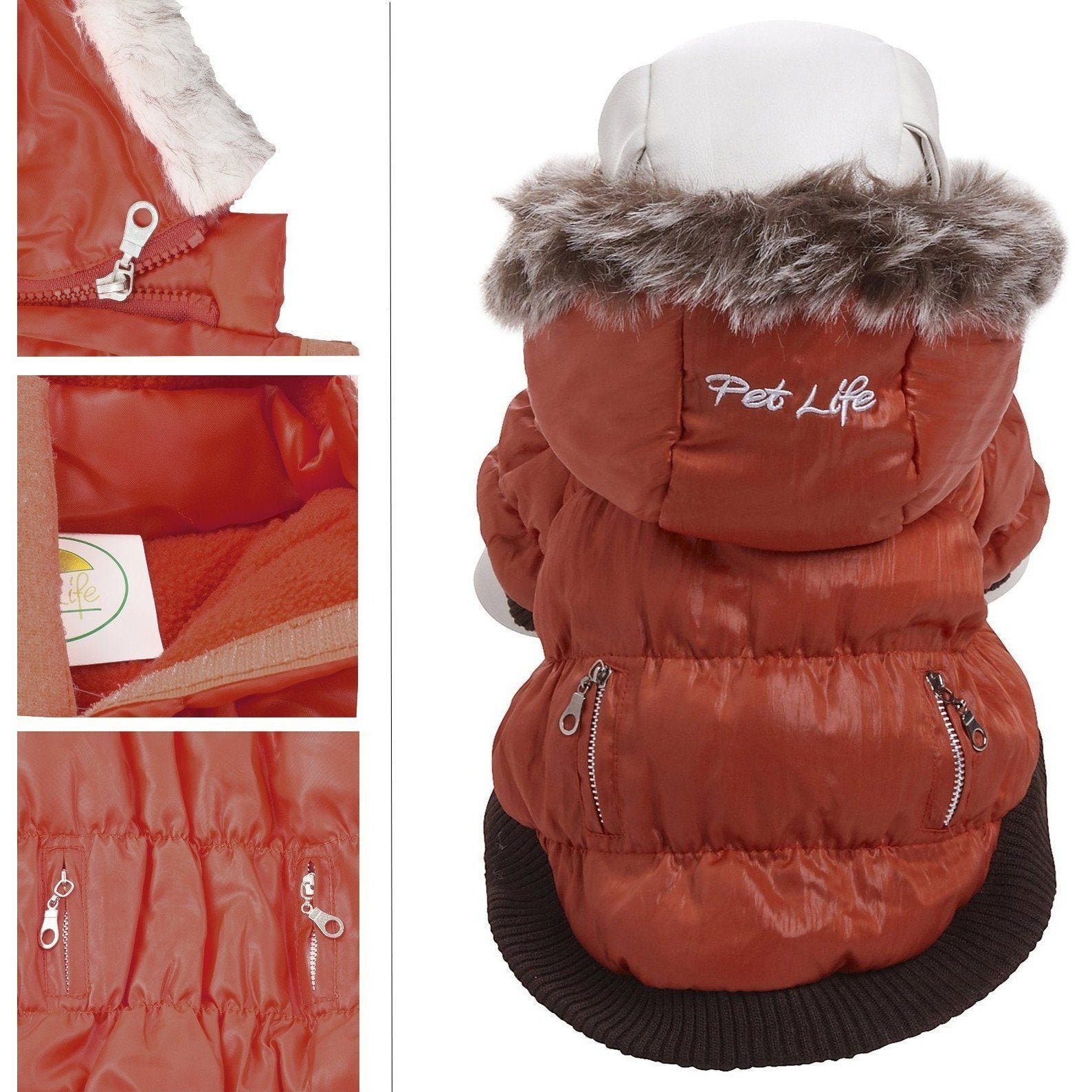 Classic Metallic Fashion 3M Insulated Dog Coat Parka with Removable Hood