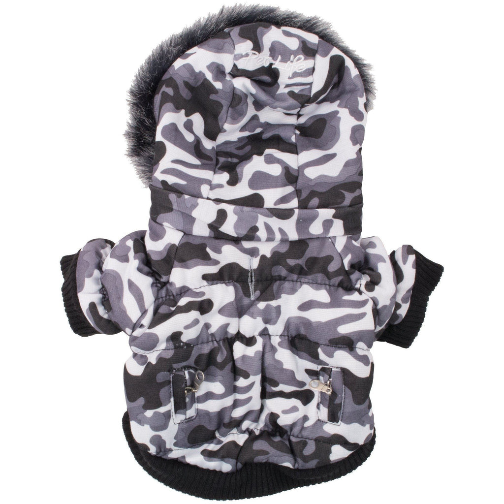 Classic Metallic Fashion 3M Insulated Dog Coat Parka with Removable Hood – Denim Style