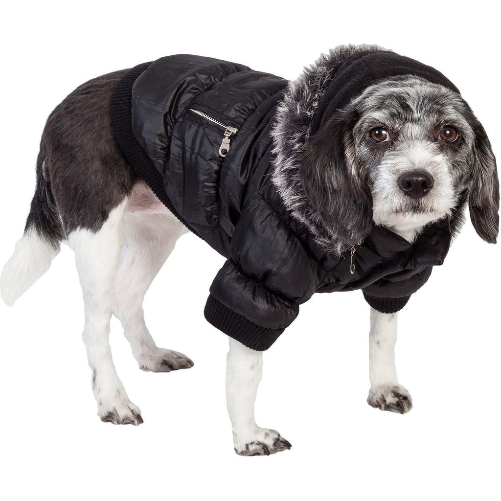 Classic Metallic Fashion 3M Insulated Dog Coat Parka with Removable Hood