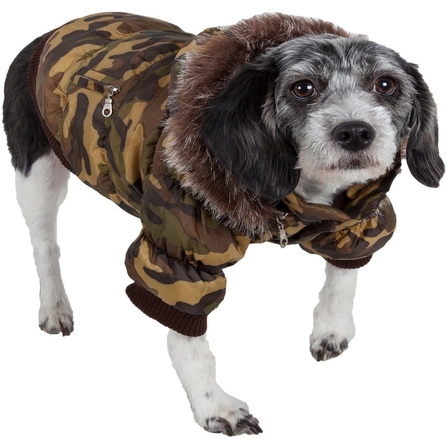 Classic Metallic Fashion 3M Insulated Dog Coat Parka with Removable Hood
