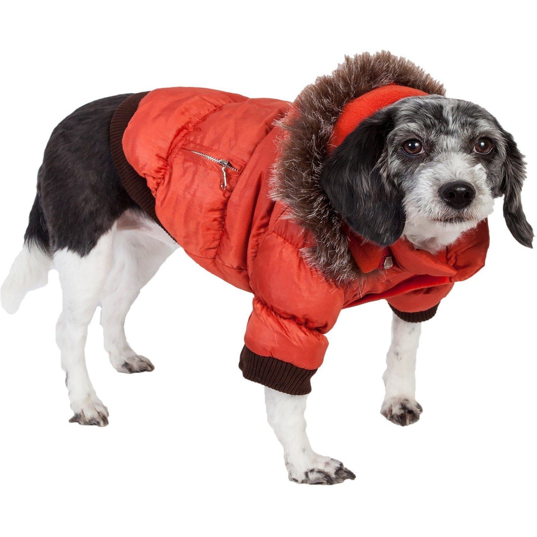 Classic Metallic Fashion 3M Insulated Dog Coat Parka with Removable Hood