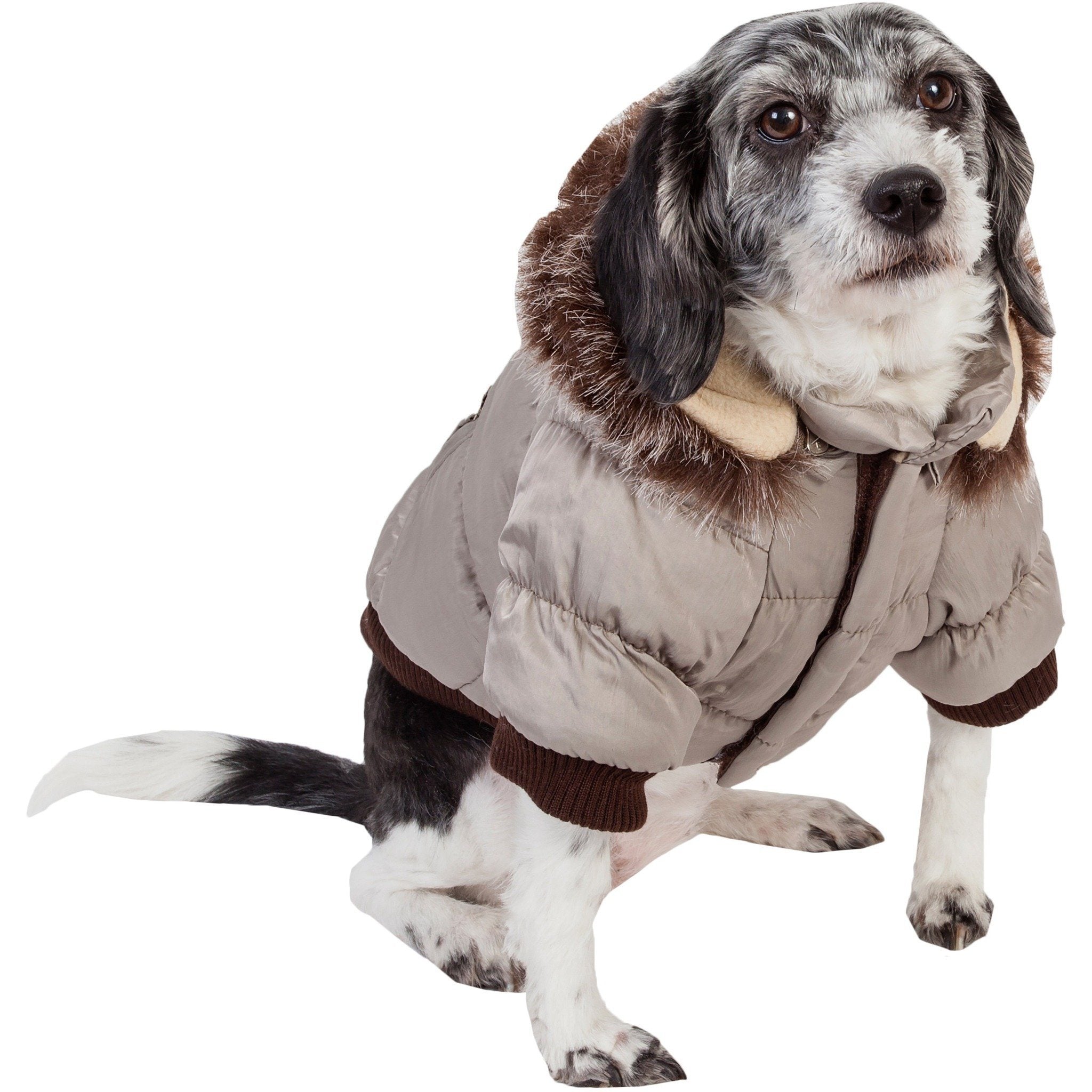 Classic Metallic Fashion 3M Insulated Dog Coat Parka with Removable Hood – Solid Colors