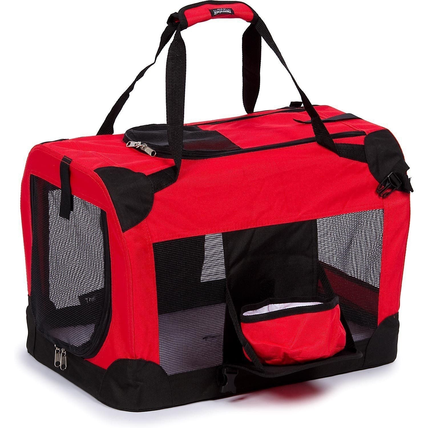 Deluxe 360 Vista View Zippered Soft Folding Dog Crate with Removable Bowl and Pop-Out Tray