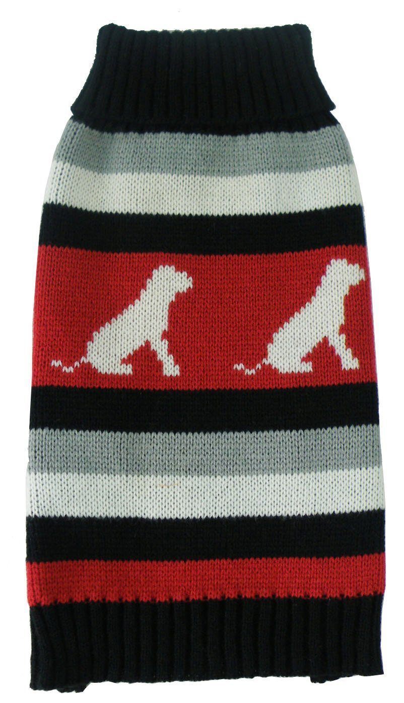 Dog Patterned Fashion Striped Ribbed Turtle Neck Dog Sweater