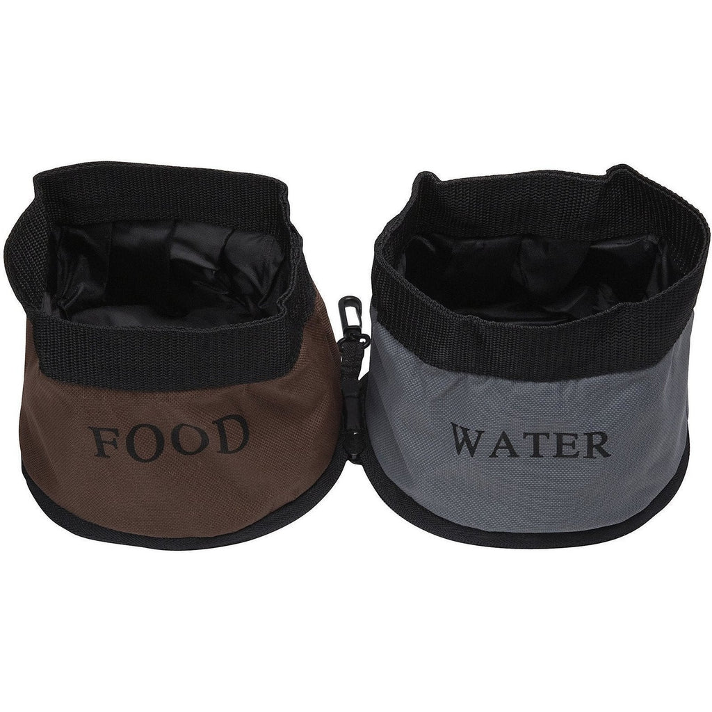 Dual Folding Food and Water Collapsible Travel Pet Bowl