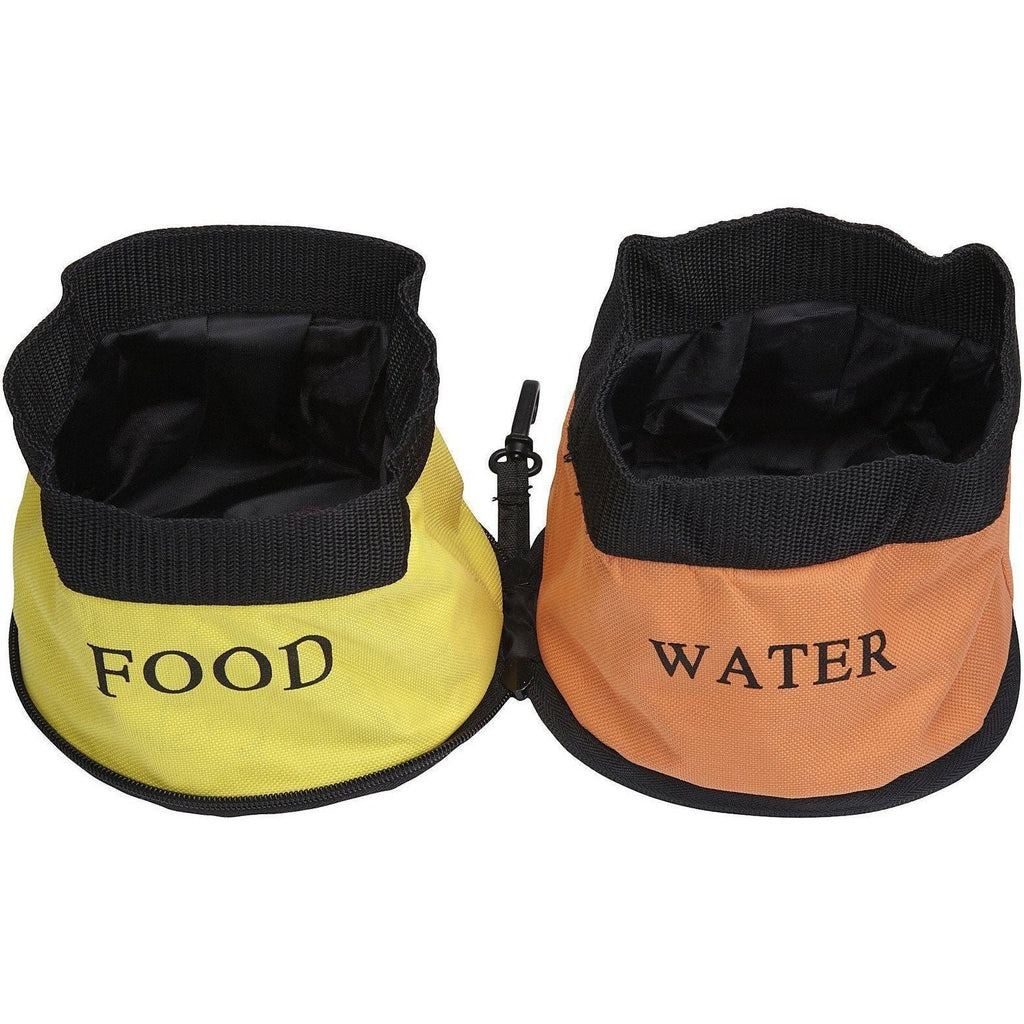 Dual Folding Food and Water Collapsible Travel Pet Bowl