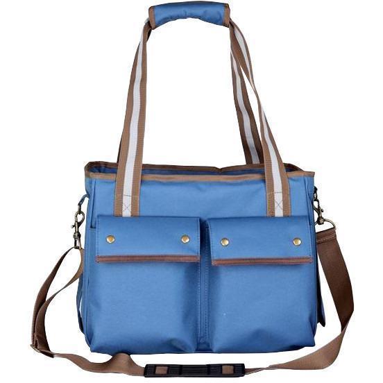 Dual Snap Pocketed Fashion Designer Canvas Travel Pet Dog Carrier