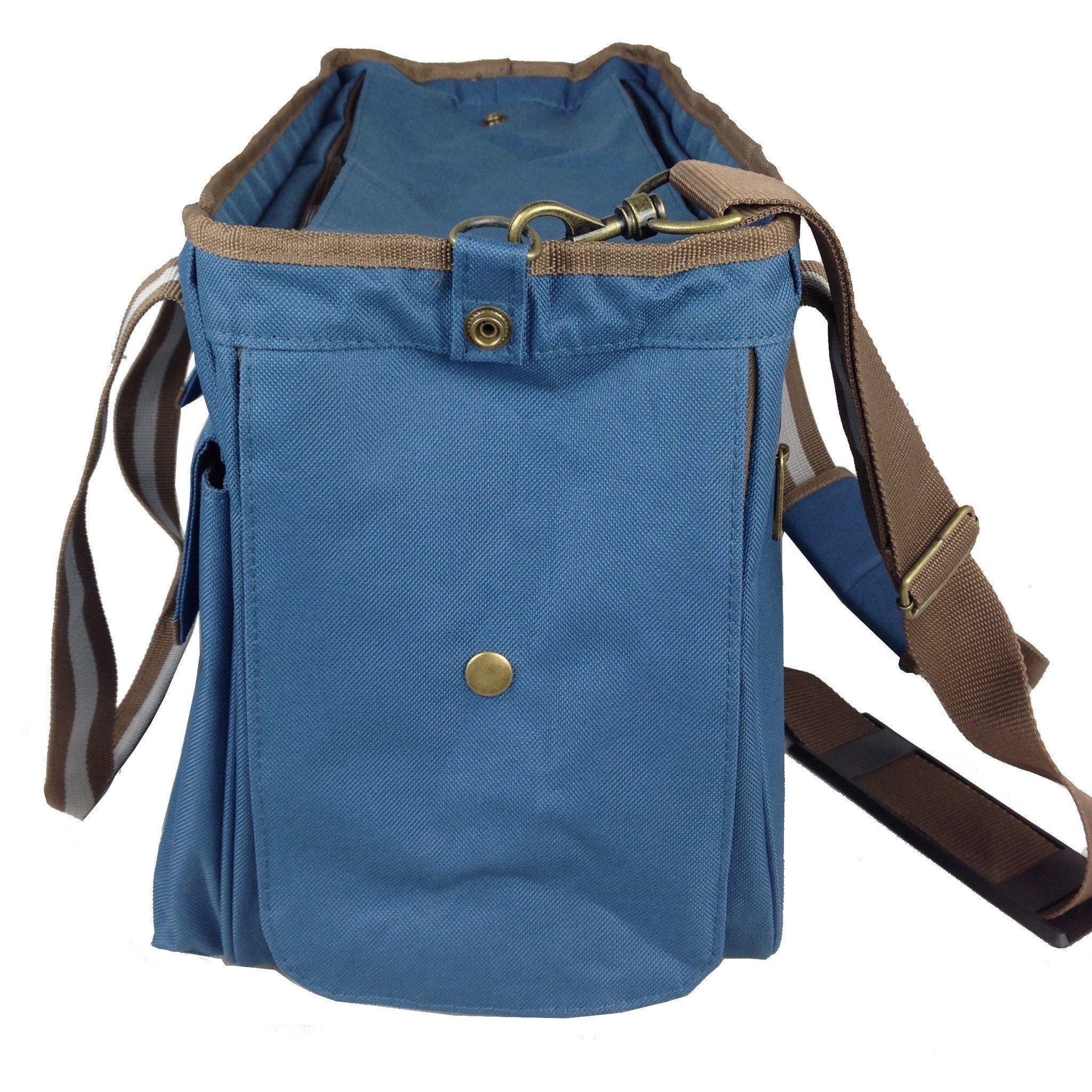Dual Snap Pocketed Fashion Designer Canvas Travel Pet Dog Carrier