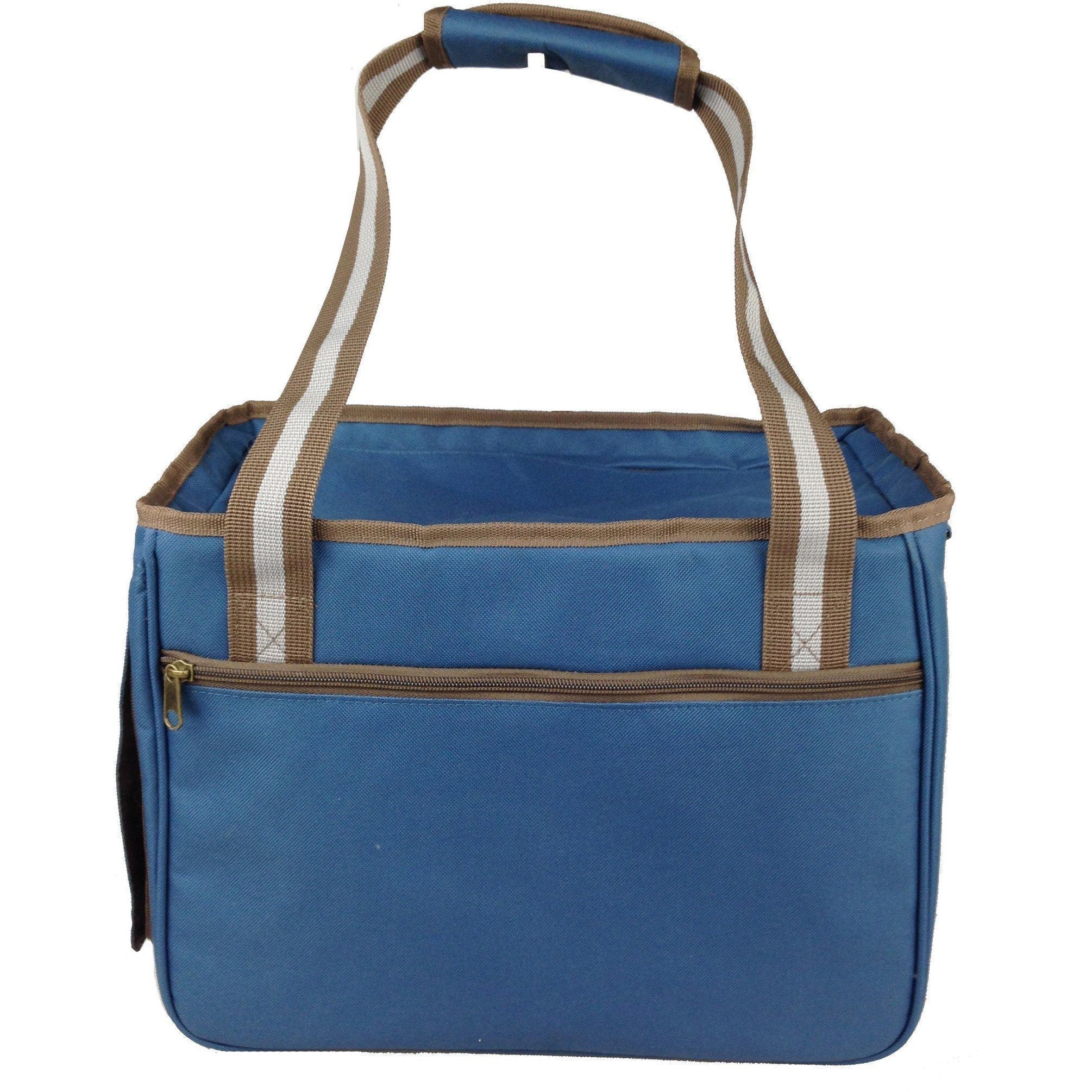Dual Snap Pocketed Fashion Designer Canvas Travel Pet Dog Carrier
