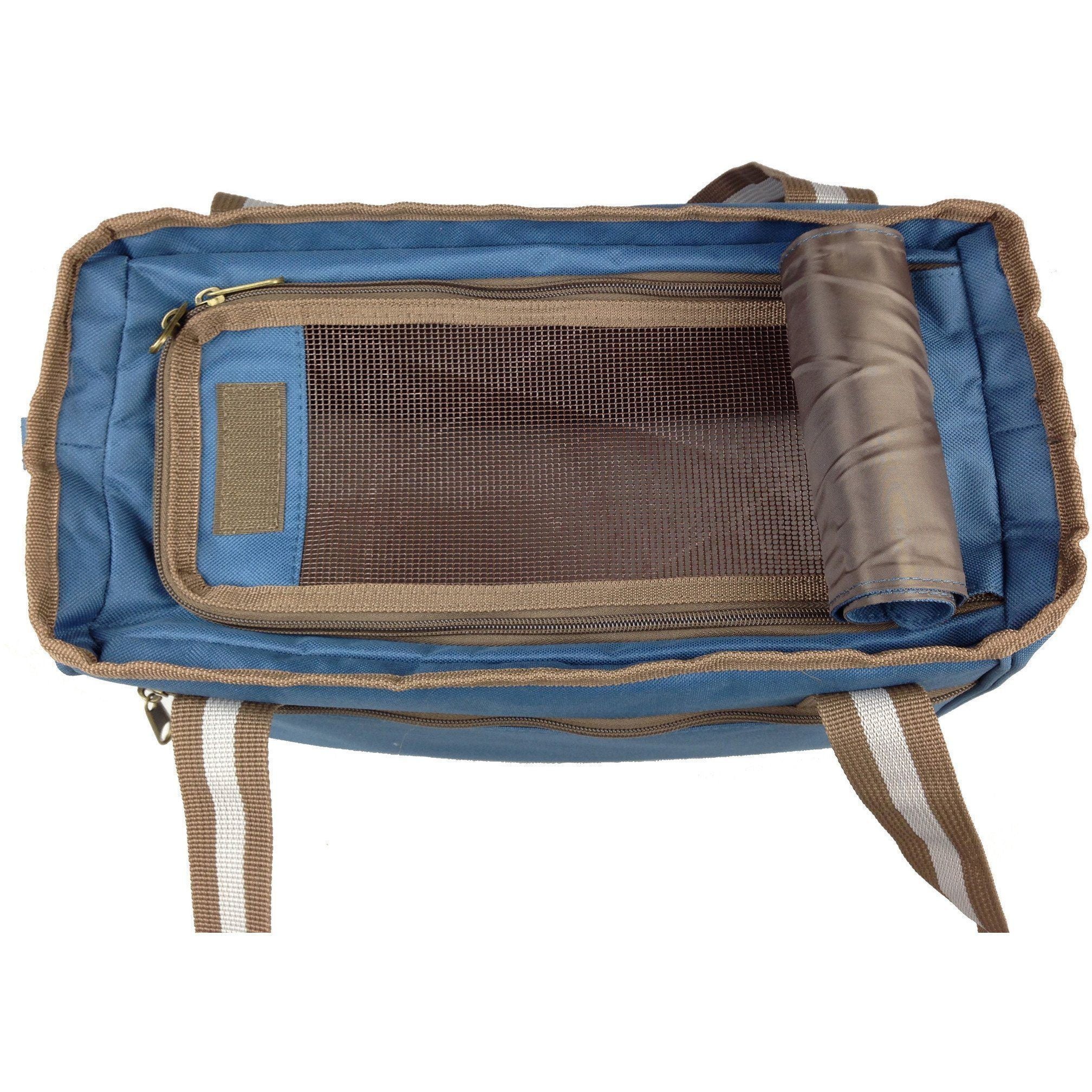 Dual Snap Pocketed Fashion Designer Canvas Travel Pet Dog Carrier