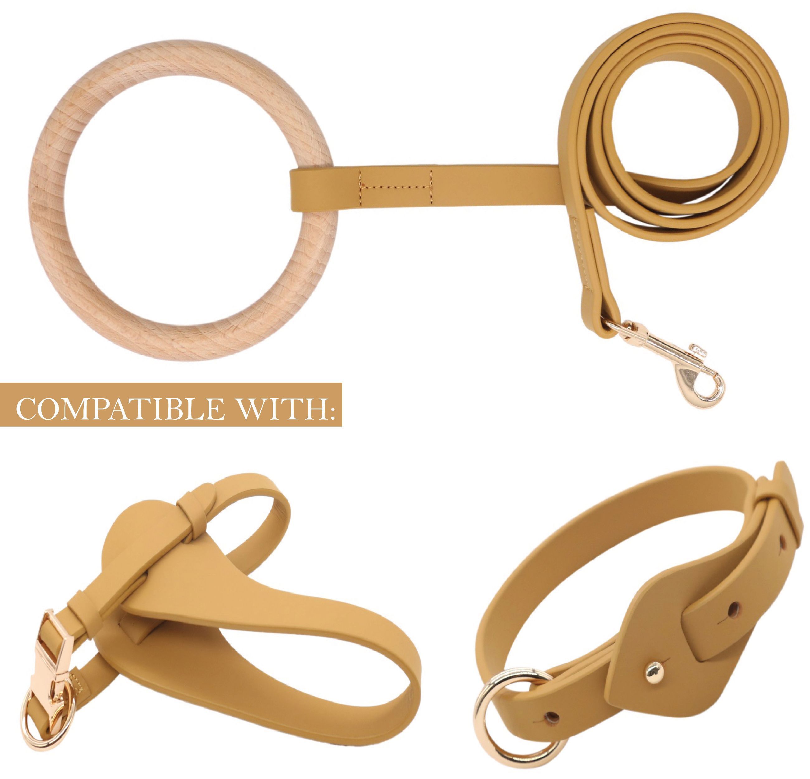 Ever-Craft Boutique Beechwood and Leather Designer Dog Leash
