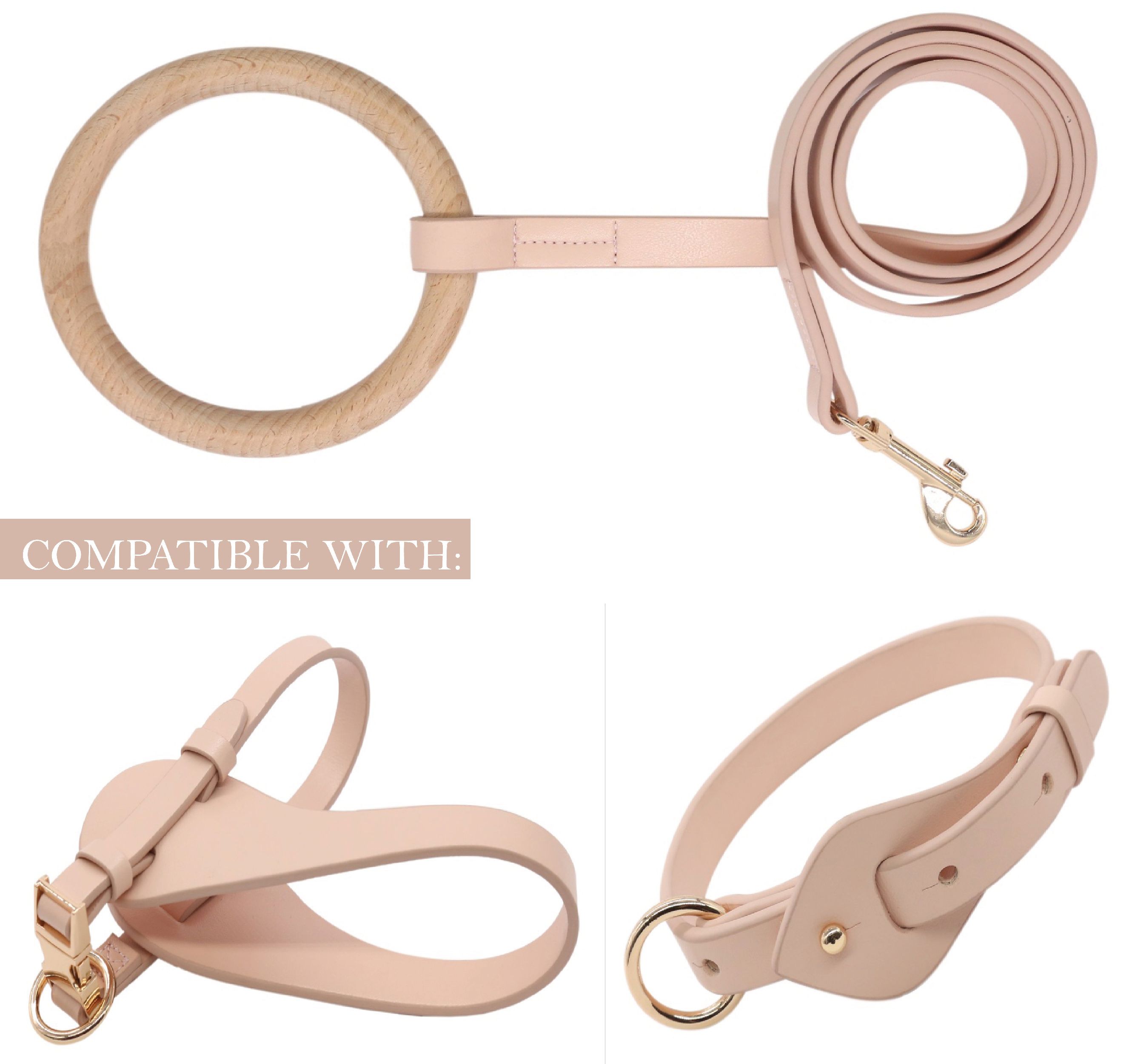 Ever-Craft Boutique Beechwood and Leather Designer Dog Leash