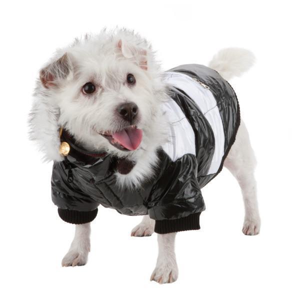 Fashion Striped 3M Insulated Ultra-Plush Dog Parka Coat with Removable Hood