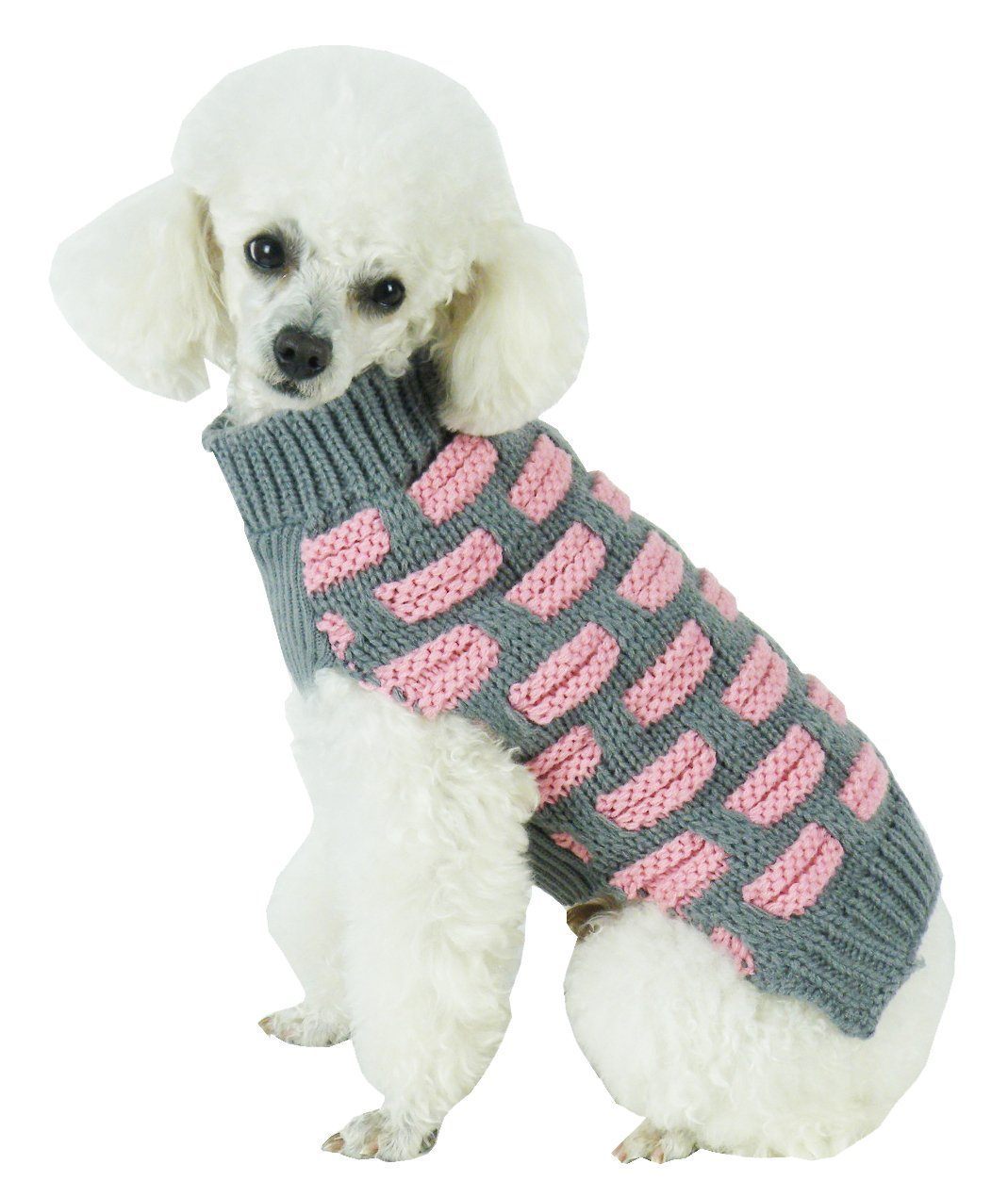Fashion Weaved Heavy Knit Designer Ribbed Turtle Neck Dog Sweater