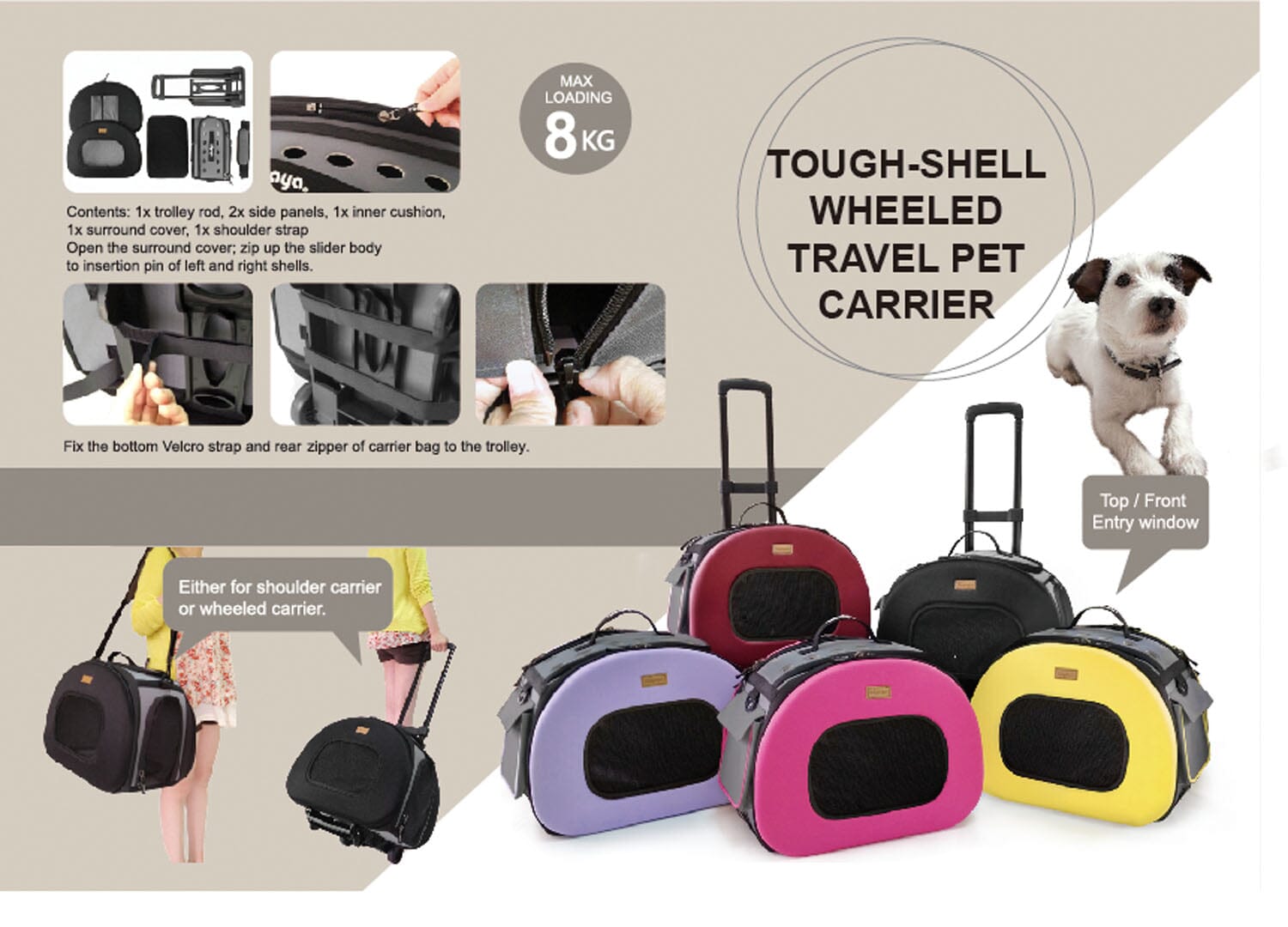 Final Destination Airline Approved 2-in-1 Tough-Shell Wheeled Travel Dog Carrier Crate