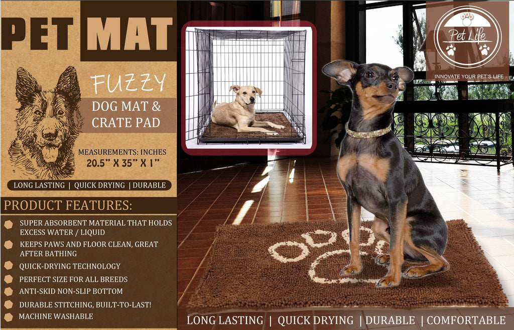 Fuzzy Quick-Drying Anti-Skid Machine Washable Dog Mat – Multiple Colors