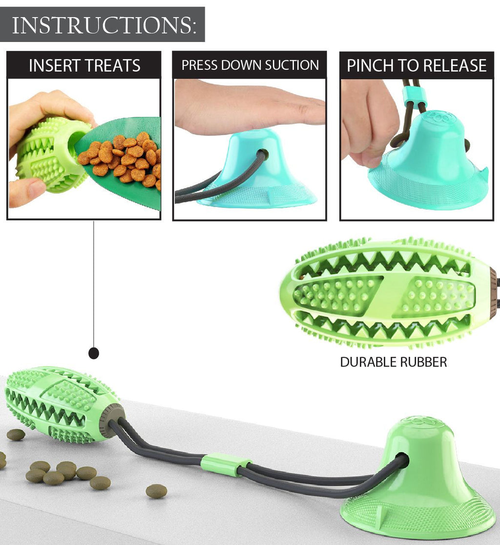 Grip N Play Treat Dispensing Football Shaped Suction Cup Dog Toy