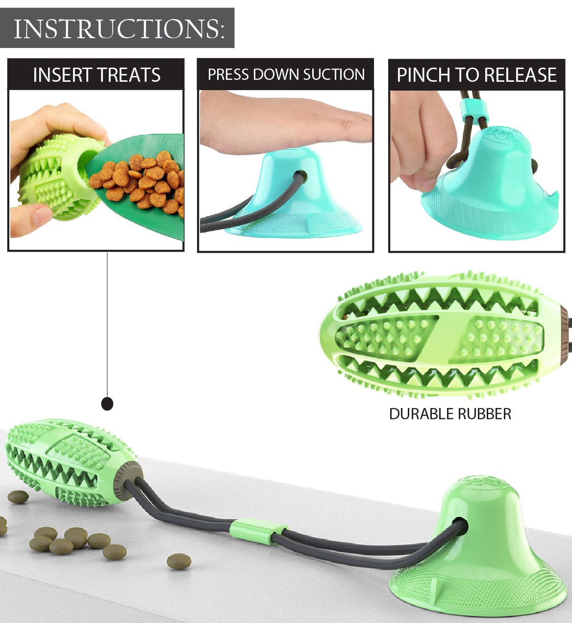 Grip N Play Treat Dispensing Football Shaped Suction Cup Dog Toy