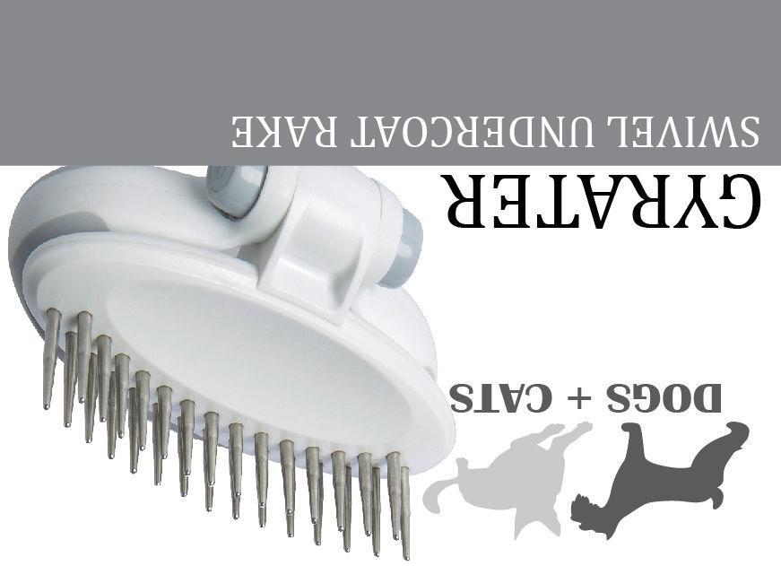 Gyrater Swivel Travel Dual-Rowed Grooming Undercoat Pet Rake