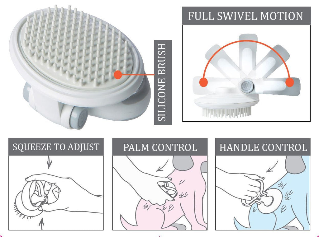 Gyrater Swivel Travel Silicone Massage Grooming Cat Brush
