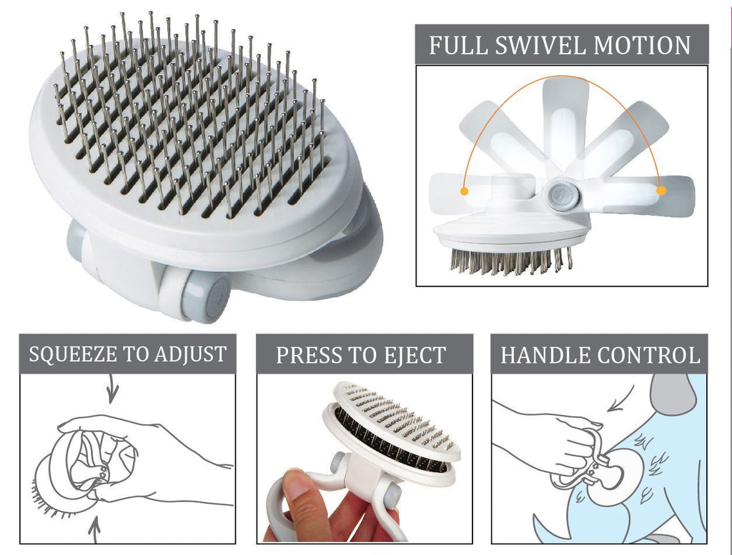 Gyrater Travel Self-Cleaning Swivel Grooming Pet Pin Brush