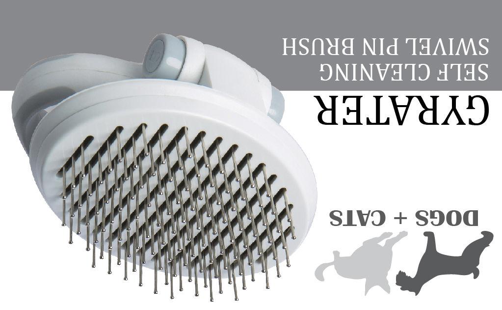 Gyrater Travel Self-Cleaning Swivel Grooming Pet Pin Brush
